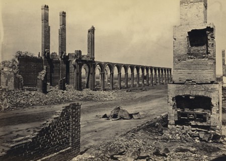 Ruins of the Railroad Depot, Charleston, South Carolina; George N. Barnard, American, 1819 - 1902, negative about 1865; print