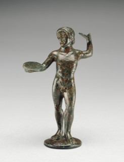 Statuette of a Discus Thrower; Etruria; 480 B.C; Bronze; 8.5 × 5.5 × 2.5 cm, 3 3,8 × 2 3,16 × 1 in