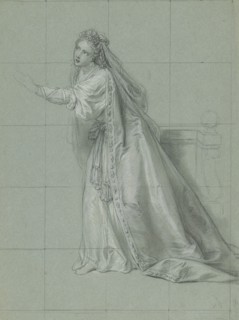 Study of a Woman Turned Toward the Left; Charles-Antoine Coypel, French, 1694 - 1752, about 1749; Black and white chalk on blue