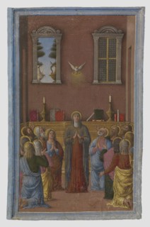 Pentecost; Girolamo da Cremona, Italian, active about 1450 - 1485, Mantua, possibly, Italy; about 1460 - 1470; Tempera colors