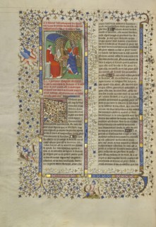 Boccaccio and Fortune; Paris, France, Europe; about 1413 - 1415; Tempera colors, gold leaf, gold paint, and ink on parchment