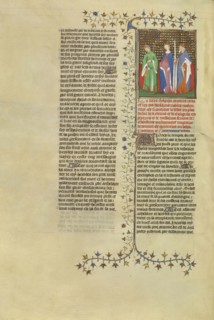 Tiberius, Messalina, and Caligula Reproach One Another in the Midst of Flames; Paris, France; about 1413–1415; Tempera colors
