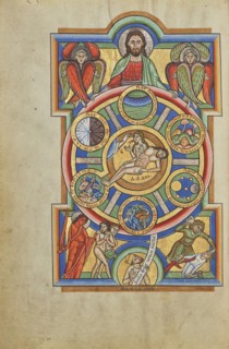The Creation of the World; Hildesheim, Germany; probably 1170s; Tempera colors, gold leaf, silver leaf, and ink on parchment