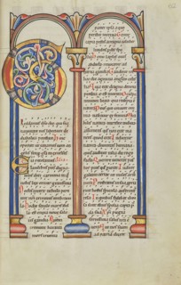 Decorated Initial G; Hildesheim, Germany; probably 1170s; Tempera colors, gold leaf, silver leaf, and ink on parchment