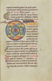 Decorated Initial D; Hildesheim, Germany; probably 1170s; Tempera colors, gold leaf, silver leaf, and ink on parchment; Leaf