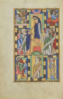 The Ascension; Hildesheim, Germany; probably 1170s; Tempera colors, gold leaf, silver leaf, and ink on parchment; Leaf