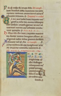 Decorated Initial B; Hildesheim, Germany; probably 1170s; Tempera colors, gold leaf, silver leaf, and ink on parchment; Leaf