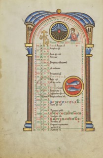 Mars, ?, Zodiacal Sign of Pisces; Hildesheim, Germany; probably 1170s; Tempera colors, gold leaf, silver leaf, and ink
