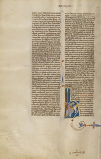 Initial H: Saint Jerome; Bologna, Emilia-Romagna, Italy; about 1280 - 1290; Tempera colors, gold leaf, and ink on parchment