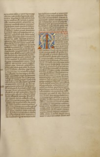 Decorated Initial M; Bologna, Emilia-Romagna, Italy; about 1280 - 1290; Tempera colors, gold leaf, and ink on parchment