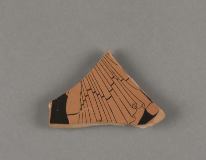 Attic Red-Figure Plate Fragment; Phintias; Athens, Greece; 530 - 470 B.C; Terracotta; 8.6 cm