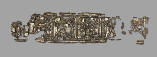 Relief Fragment; South Italy; 540 - 530 B.C; Silver and gold; 8.4 × 28.7 × 1.5 cm, 3 5,16 × 11 5,16 × 9,16 in