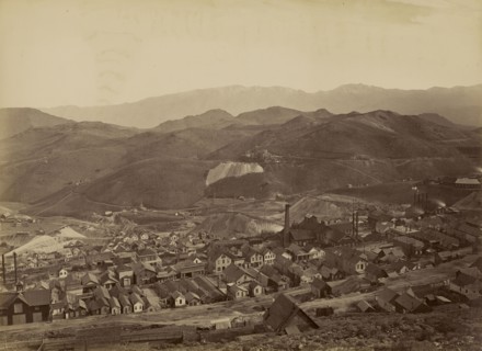 The Combination Shaft, from the Water Flume; Carleton Watkins, American, 1829 - 1916, Virginia City, Nevada, Storey