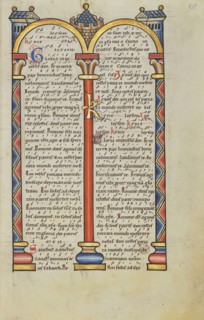 Decorated Text Page; Hildesheim, Germany; probably 1170s; Tempera colors, gold leaf, silver leaf, and ink on parchment
