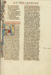 Initial A: Doubting Thomas; Austria; about 1300; Tempera colors and gold leaf on parchment; Leaf: 34.3 x 24.3 cm