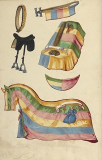 Horse Armor; Augsburg, probably, Germany; about 1560 - 1570; Tempera colors and gold and silver paint on paper bound between