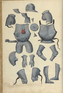 Tournament Armor; Augsburg, probably, Germany; about 1560 - 1570; Tempera colors and gold and silver paint on paper bound