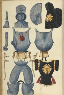 Tournament Armor; Augsburg, probably, Germany; about 1560 - 1570; Tempera colors and gold and silver paint on paper bound