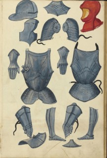 Tournament Armor; Augsburg, probably, Germany; about 1560 - 1570; Tempera colors and gold and silver paint on paper bound