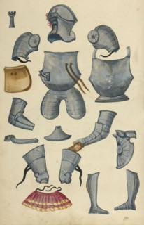 Armor; Augsburg, probably, Germany; about 1560 - 1570; Tempera colors and gold and silver paint on paper bound between original