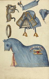 Horse Armor; Augsburg, probably, Germany; about 1560 - 1570; Tempera colors and gold and silver paint on paper bound between