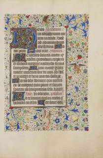 Decorated Text Page; Bruges, illuminated, Belgium; 1450s; Tempera colors, gold leaf, gold paint, and ink on parchment; Leaf: 26