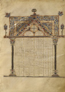 Canon Table Page; Constantinople, Turkey; late 13th century; Tempera colors, gold leaf, gold ink, and ink on parchment