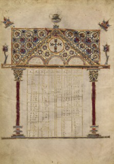 Canon Table Page; Constantinople, Turkey; late 13th century; Tempera colors, gold leaf, gold ink, and ink on parchment