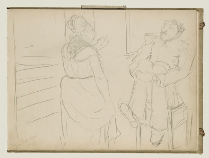 Brothel Scene; Edgar Degas, French, 1834 - 1917, about 1877; Graphite