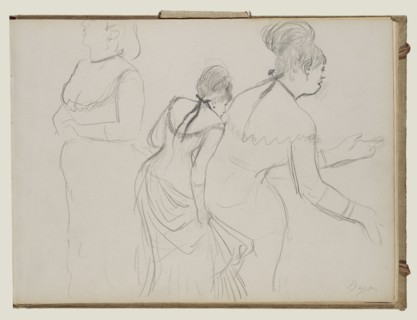 Sketches of a Café Singer; Edgar Degas, French, 1834 - 1917, about 1877; Graphite