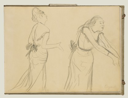 Sketches of a Café Singer; Edgar Degas, French, 1834 - 1917, about 1877; Graphite