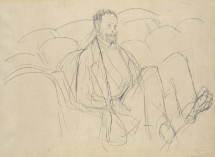 Ludovic Lepic at the Theatre; Edgar Degas, French, 1834 - 1917, about 1877; Graphite