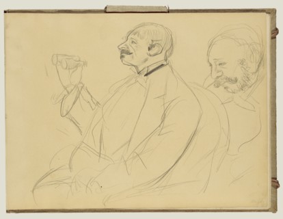Opera Fan and Ernest Reyer; Edgar Degas, French, 1834 - 1917, about 1877; Graphite