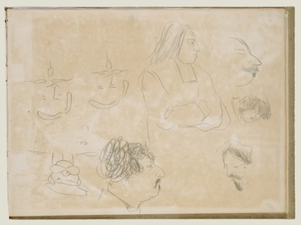 Caricature Sketches; Edgar Degas, French, 1834 - 1917, 1877; Graphite; 26 x 34.9 cm, 10 1,4 x 13 3,4 in