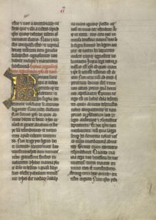Decorated Initial R; Lille, France; about 1260 - 1270; Tempera, gold leaf, and pen and black ink on parchment