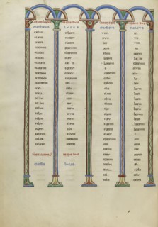 Canon Table Page; Pontigny, probably, France; about 1170; Pen and black ink, tempera, and gold leaf on parchment