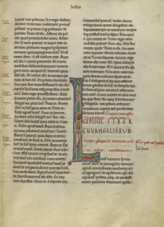 Initial L: Saint Luke as the Ox; Pontigny, probably, France; about 1170; Pen and black ink, tempera, and gold leaf on parchment
