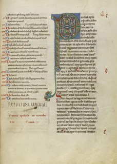 Decorated Initial P; Pontigny, probably, France; about 1170; Pen and black ink, tempera, and gold leaf on parchment