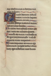 Initial E: Christ Crowning David; Bute Master, Franco-Flemish, active about 1260 - 1290, Paris, written, France; illumination