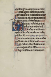 Initial E: Christ Holding a Crown and Flail; Bute Master, Franco-Flemish, active about 1260 - 1290, Northeastern, illuminated