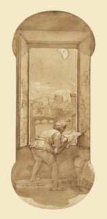 Taddeo Drawing by Moonlight in Calabrese's House; Federico Zuccaro, Italian, about 1541 - 1609, about 1595; Pen and brown ink