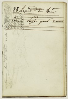 Standing Cavalier, Continuation of Letter; Théodore Géricault, French, 1791 - 1824, 1812 - 1814; Graphite; 15.2 x 10.6 cm