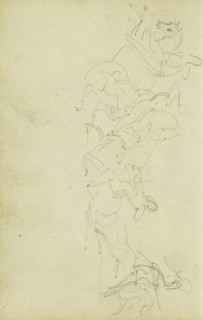 Calvary Skirmish with Four Horsemen; Théodore Géricault, French, 1791 - 1824, 1812 - 1814; Graphite; 15.2 x 10.6 cm