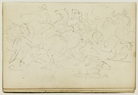 Cavalry Skirmish; Théodore Géricault, French, 1791 - 1824, 1812 - 1814; Graphite; 15.2 x 10.6 cm, 6 x 4 3,16 in