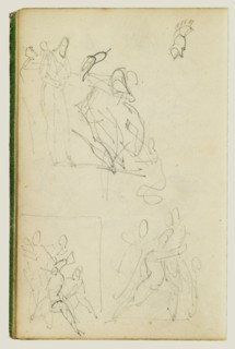 Three Compositional Studies of a Figure Group; Théodore Géricault, French, 1791 - 1824, 1812 - 1814; Graphite; 15.2 x 10.6 cm