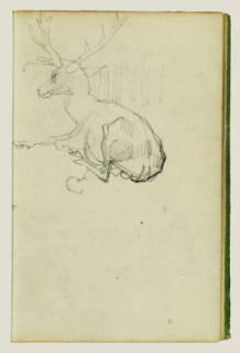 Seated Stag; Théodore Géricault, French, 1791 - 1824, 1812 - 1814; Graphite; 15.2 x 10.6 cm, 6 x 4 3,16 in