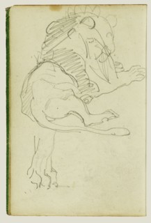 Seated Lion; Théodore Géricault, French, 1791 - 1824, 1812 - 1814; Graphite; 15.2 x 10.6 cm, 6 x 4 3,16 in