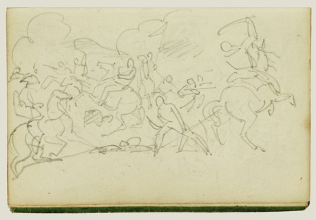 Cavalry Battle; Théodore Géricault, French, 1791 - 1824, 1812 - 1814; Graphite; 15.2 x 10.6 cm, 6 x 4 3,16 in