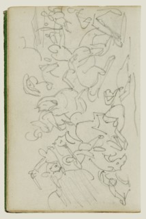 Cavalry Battle; Théodore Géricault, French, 1791 - 1824, 1812 - 1814; Graphite; 15.2 x 10.6 cm, 6 x 4 3,16 in