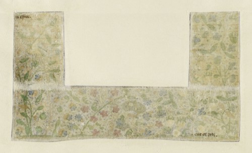 Verso of Decorated Border Fragments; Paris, France; about 1460 - 1470; Tempera colors, gold leaf, and gold paint on parchment